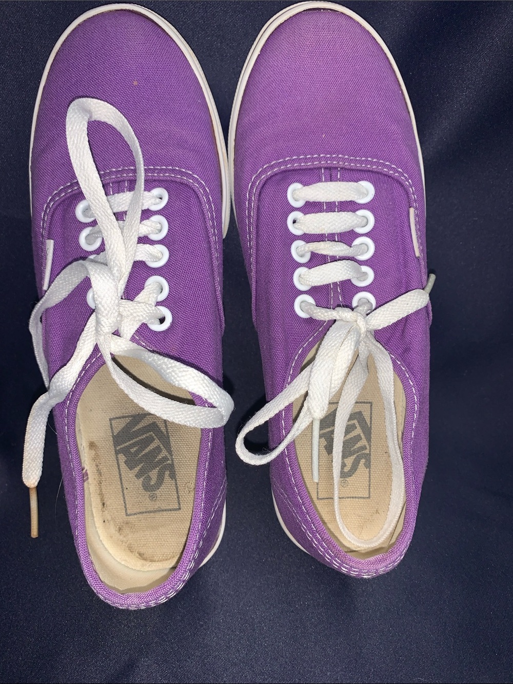 Vans Women's Canvas Low-Top Sneakers in Purple with White Laces